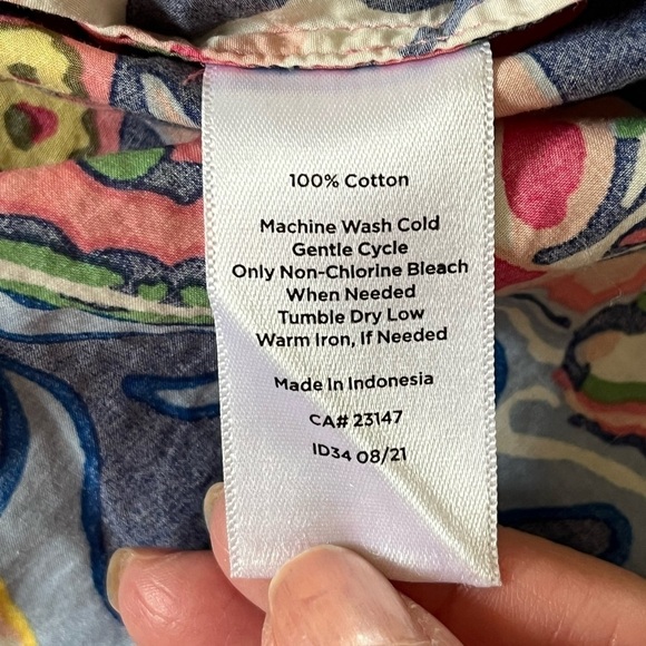 Talbots Multicolored 100% Cotton Button-up Shirt Floral Leaf Paisley Size Small - Picture 10 of 13